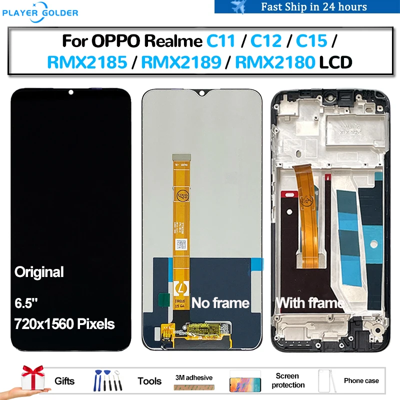 Оригинальный ЖК-дисплей для OPPO Realme C11 RMX2185 C12 RMX2189 C15 RMX2180 Pantalla, сенсорная панель, дигитайзер экрана в сборе, ремонт