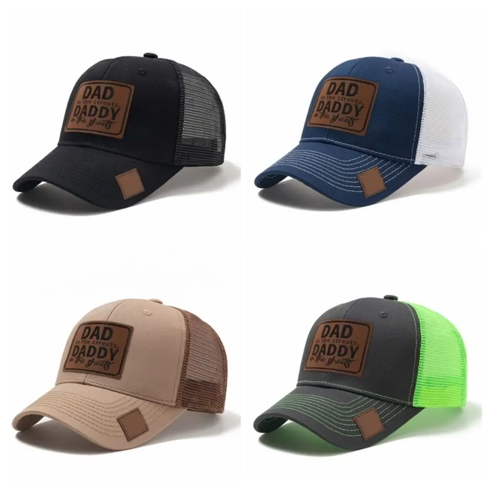 Кепка с кожаной нашивкой DAD Snapback, регулируемая повседневная одежда, шляпа дальнобойщика DADDY, солнцезащитная сетчатая бейсболка, альпинизм, велоспорт