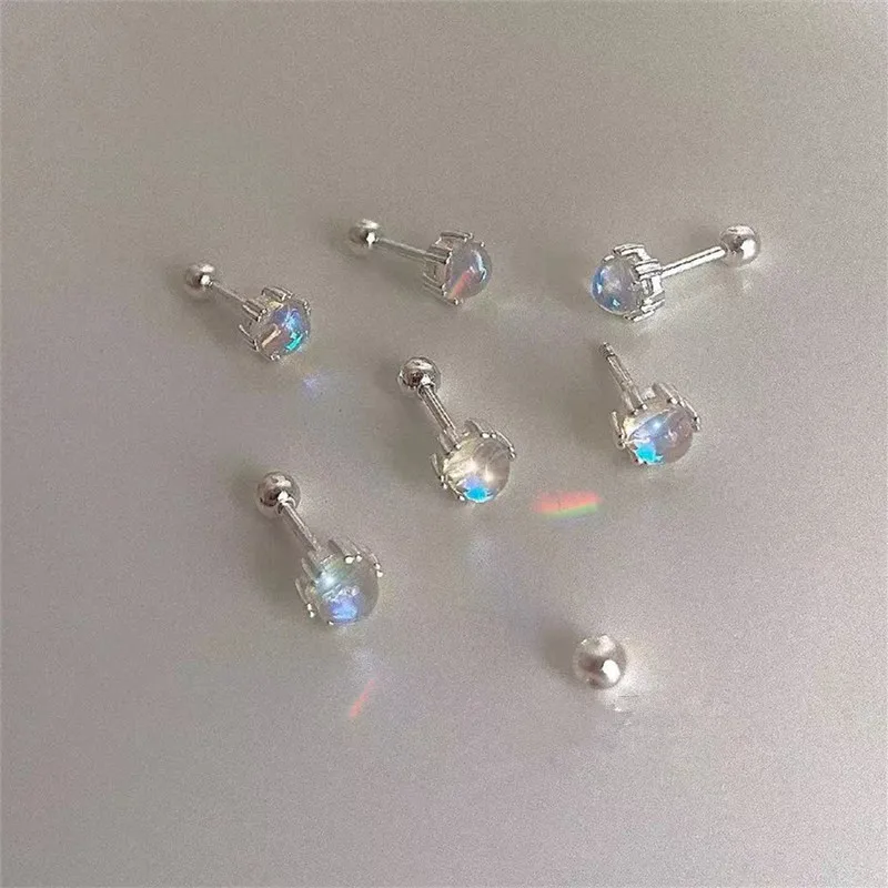 925 Серебряная игла, лунный камень, круглые бусины, фотообои для женщин и девушек, серьги eh1651