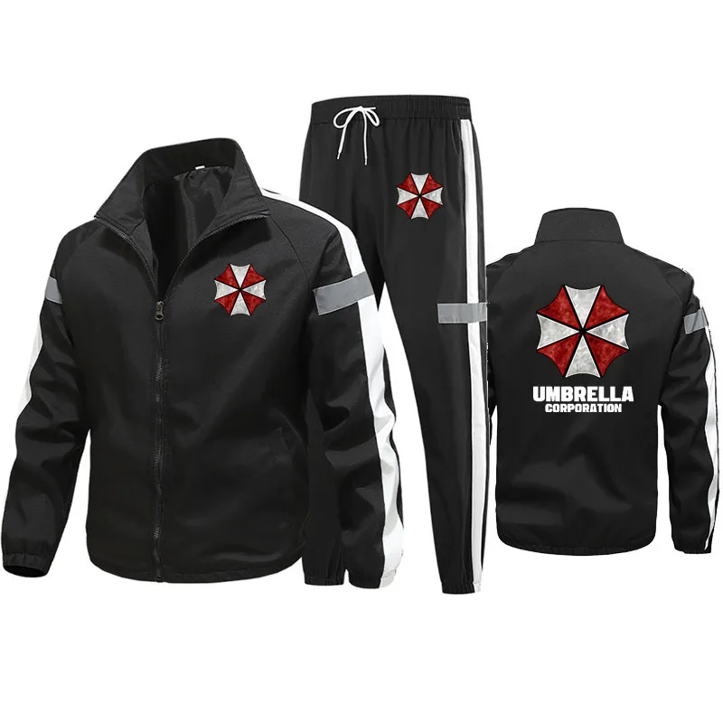 Фото Уличный мужской спортивный костюм (куртка + спортивные штаны) umbrella corporation, спортивный костюм на молнии, фирменный Мужской комплект из свитшота №2