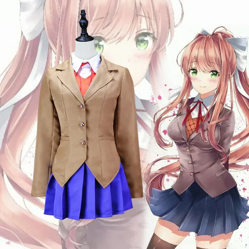 Kostum Cosplay Sahori Yuri Natsuki Monica Kostum Cosplay Klub Sastra Doki Set  Anime Halloween Kain Untuk Wanita Seragam Sekolah
