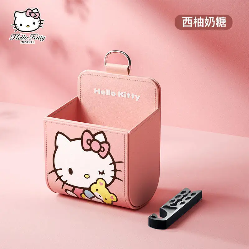Фото Милый ящик для хранения в автомобиле Hello Kitty, настенный вентиляционный отверстие, многофункциональный красивый ящик для хранения, модный праздничный подарок №5