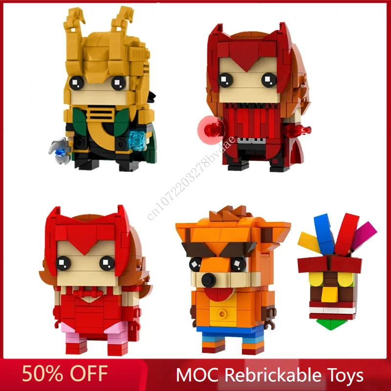 Фигурки героев фильма MOC Локи, Алая ведьма, Хэллоуин Алая ведьма, АКУ брикheadz строительные блоки Мультяшные анимские Фигурки игрушки подарки