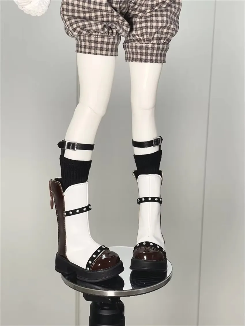 14 черно-белые ботильоны с круглым носком, обувь для кукол BJD, игрушки MSD, кожаная обувь для девочек на толстой подошве, аксессуары для кукол соответствующего цвета (art.: 3920cfd01ac38) - 3920cfd01ac38