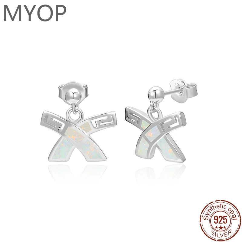 XYOP Искусственный белый OPAL, Х-образная заколка для ушей, серебро 925, подарок, предпочтительный ритуальный смысл, модные вещи