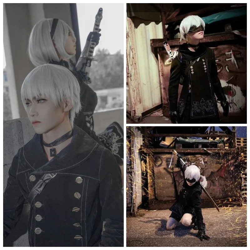 Костюм для косплея из аниме НИС: Automata Cosplay 9S, косплей хлопчатобумажная форма 9 типа S, пиджак, брюки, одежда для глаз, перчатки, парик, костюм на Хэллоуин (art.: 3920c1d6b70db) - 3920c1d6b70db