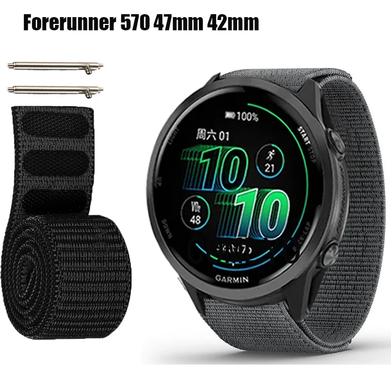 Для Garmin Forerunner 570, нейлоновый ремешок для умных часов, мягкий ремешок для часов с крючком и эффектом
