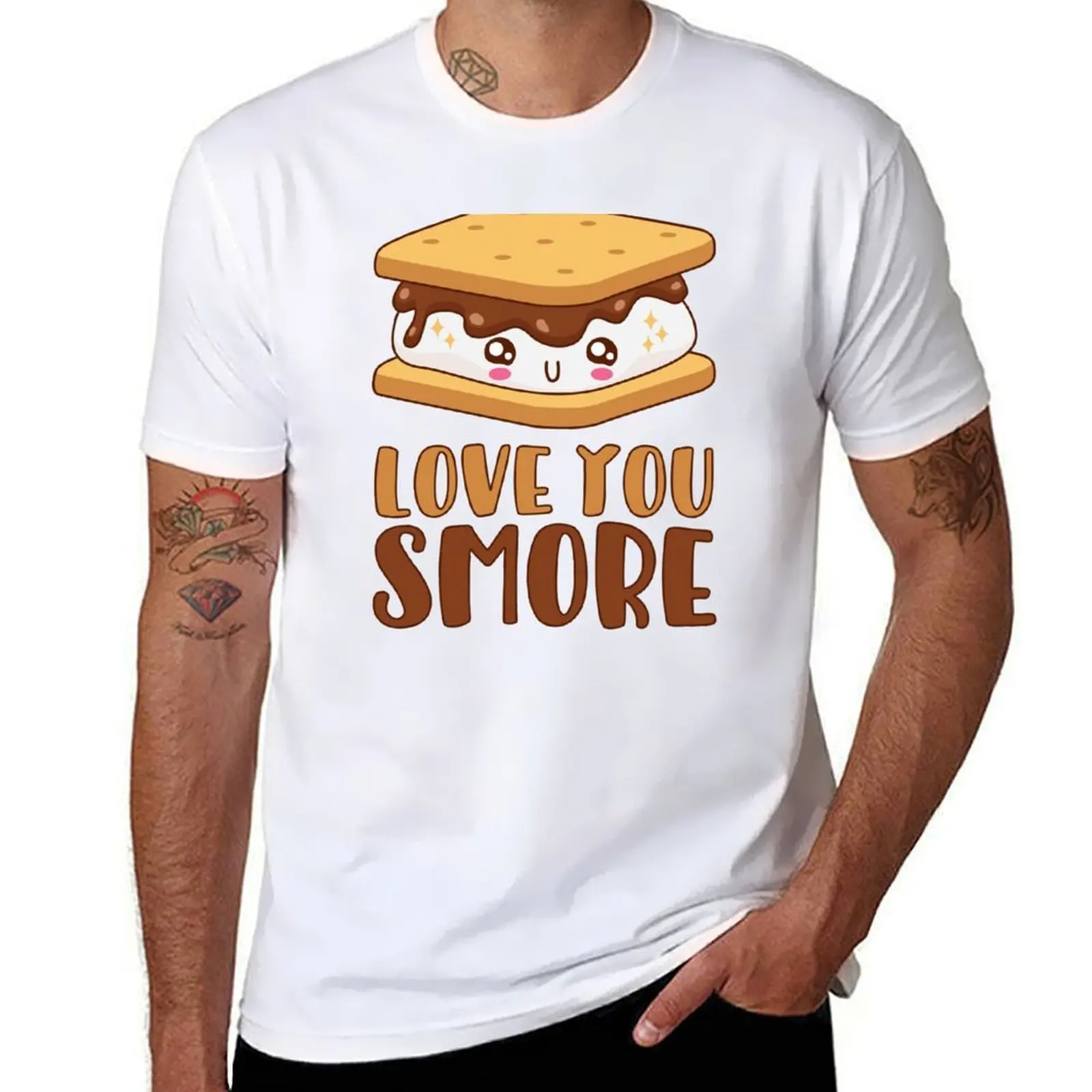 Love You Smore Cute Kawaii Marshmallow Pun футболка мужские футболки высокого качества люксовый бренд футболки для мужчин хлопковая мягкая футболка