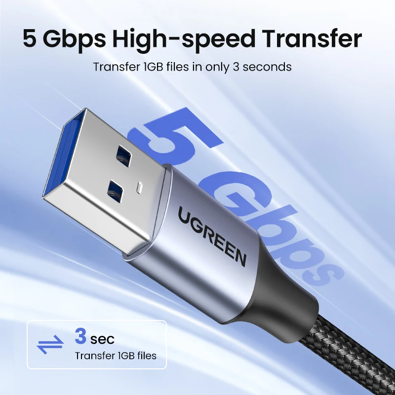 Фото Ugreen USB 3,0 кабель USB удлинитель мужской и женский кабель для передачи данных USB3.0 удлинитель шнур для ПК ТВ USB удлинитель №2