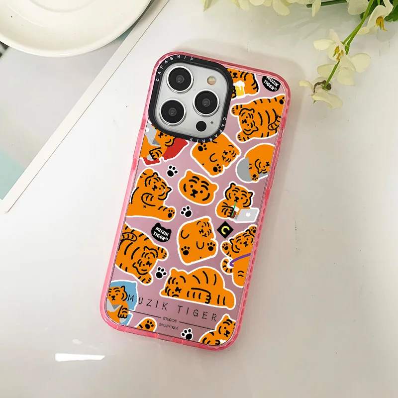 Фото Милый мультяшный Тигр стикер чехол для телефона Iphone 11 14 15 Pro Max силиконовый мягкий чехол 12 13 Mini 7 Plus XR X противоударный чехол №4