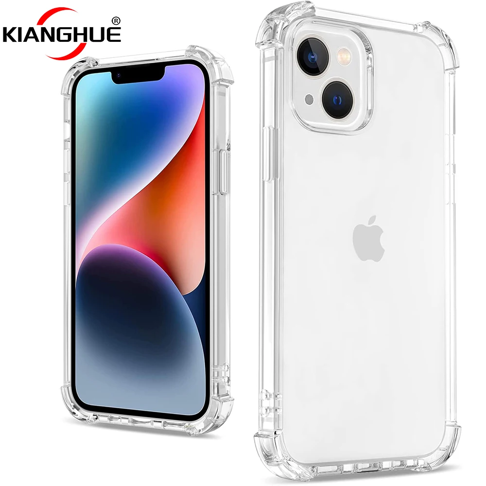 Противоударный чехол для iPhone 15 14 13 12 11 Pro Max, Ультратонкий силиконовый мягкий прозрачный чехол для Apple 13 12 Mini 15 14 Plus, чехол 11