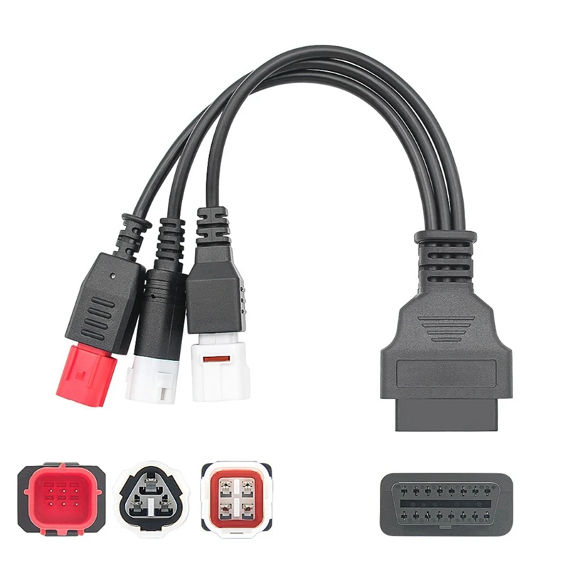 Фото 2X OBD2 диагностический кабель для мотоцикла Yamaha Kline Euro5, 16-контактный на 3-контактный 4-контактный 6-контактный OBD2 3 в 1, диагностический адаптер №3