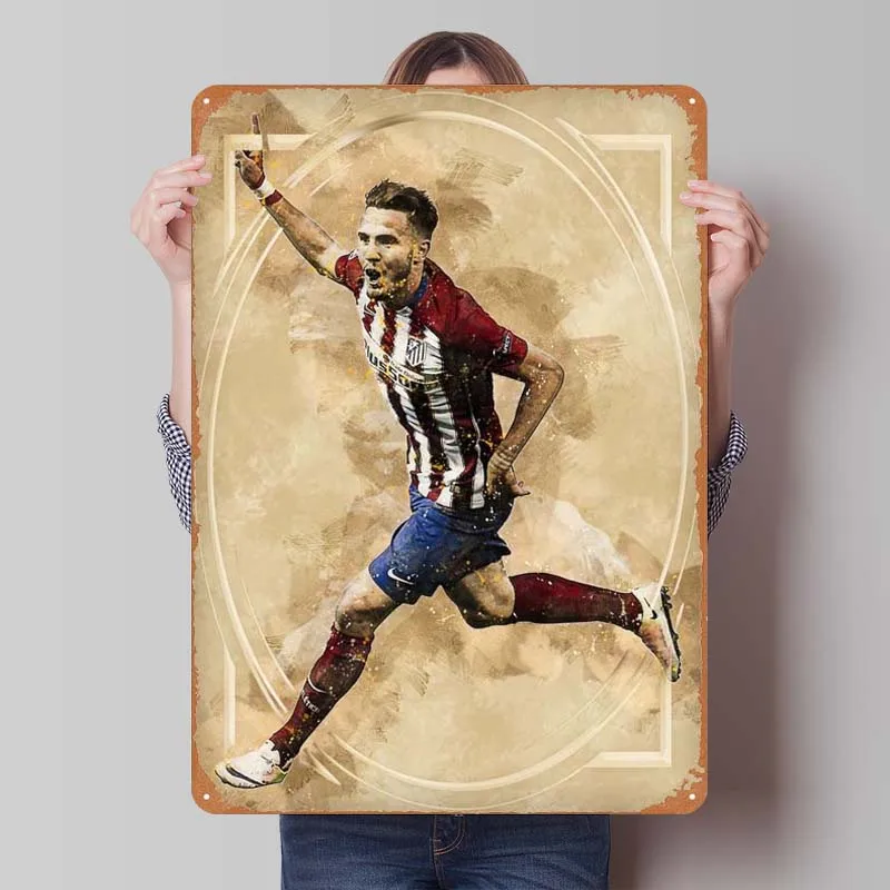 Saul Niguez спортивный металлический постер Искусство Фрески винтажный металлический фон для украшения стен ванной Декор ретро дома