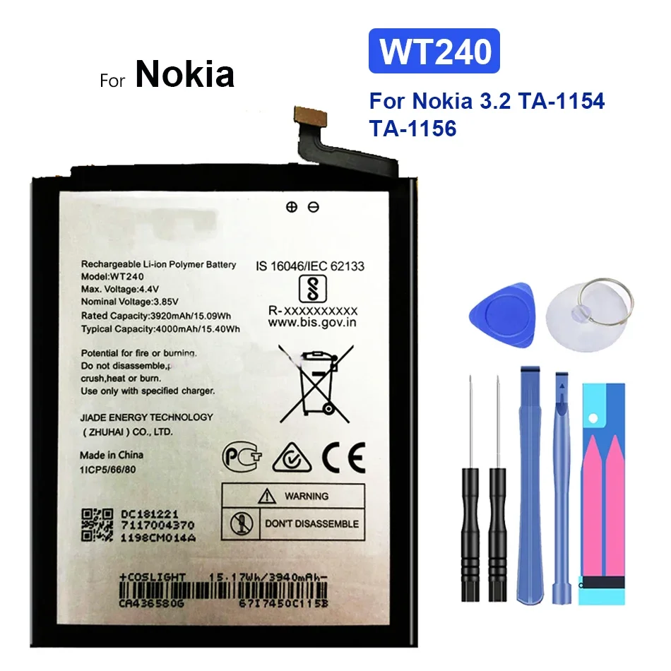 Аккумулятор WT240 4000 мАч для Nokia 5,3 53 Nokia5.3 TA-1154 TA-1156 WT 240 TA 154 1156 стандартная батарея + бесплатный инструмент