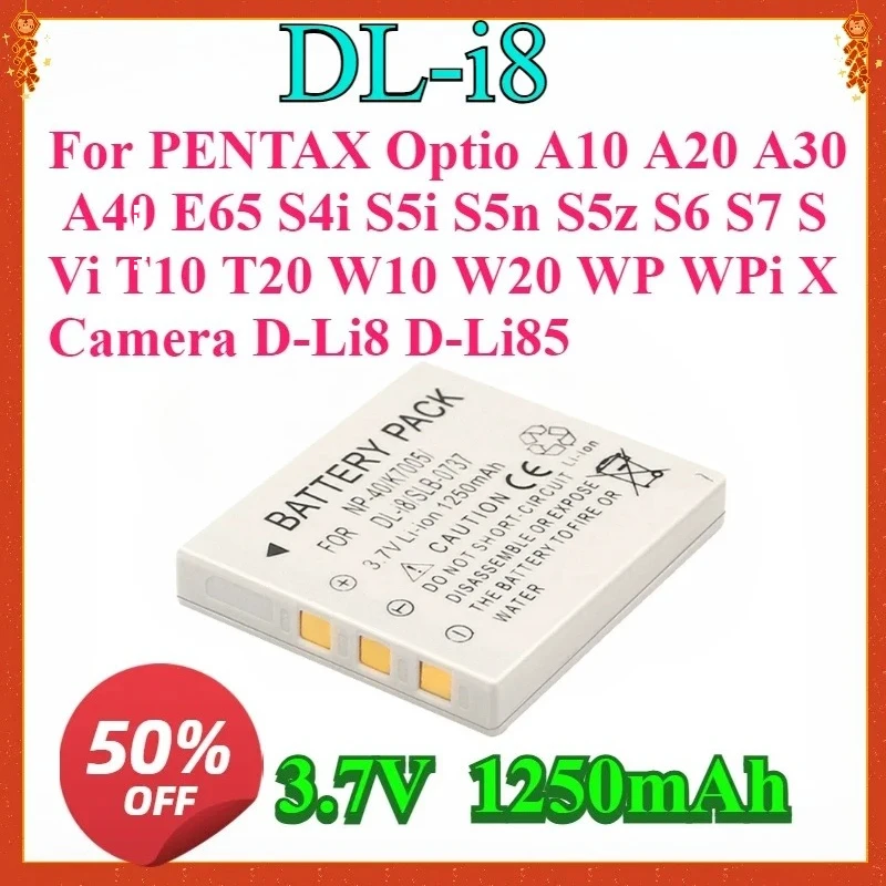 Для PENTAX Optio A10 A20 A30 A40 E65 S4i S5i S5n S5z S6 S7 SVi T10 T20 W10 W20 WP WPi X камера D-Li8 D-Li85 Сменный аккумулятор