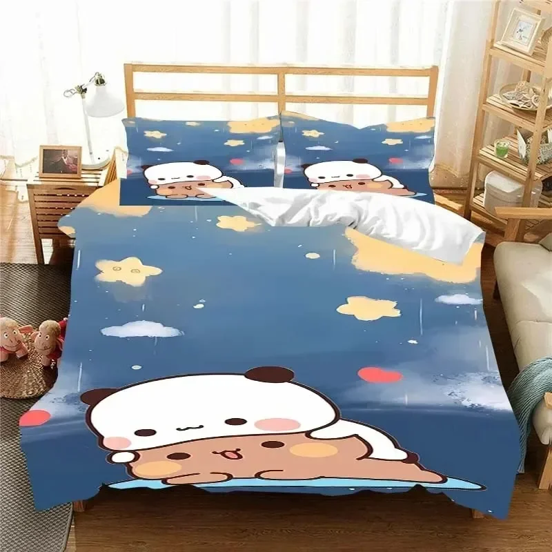 Фото Kawaii Bubu и Dudu 3D-печать аниме комплект постельного белья пододеяльник пододеяльник кровать одинарный двойной полный King Queen размер комплект постельного белья детский №2