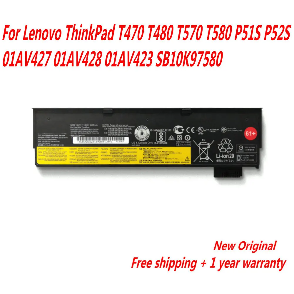 Новый аккумулятор для ноутбука 01AV423 01AV424 для Lenovo ThinkPad T470 T480 T570 T580 P51S P52S 01AV427 01AV428 01AV423 SB10K97580