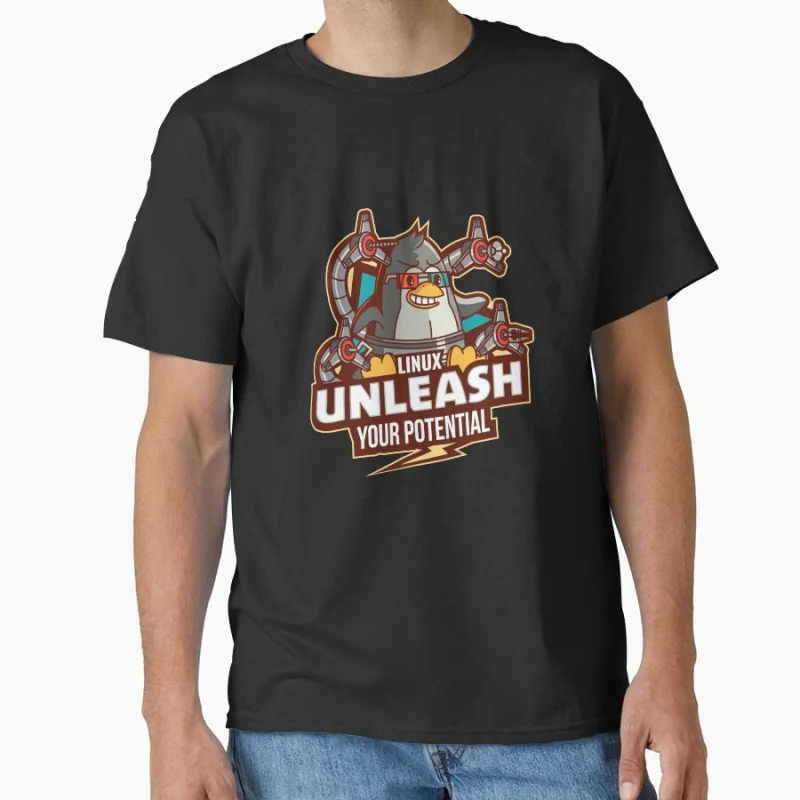 Linux unleash your potential Забавный подарок инженера программного обеспечения Футболка для разработчика большого размера Топы для взрослых S-6XL мужская одежда
