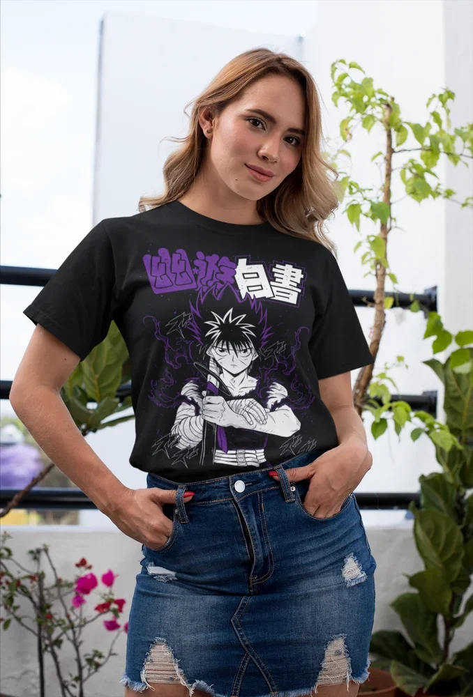 Фото Футболка Hiei Yu Hakusho Kurama Kuwabara Аниме Манга черная рубашка Yusuke Hiel №5