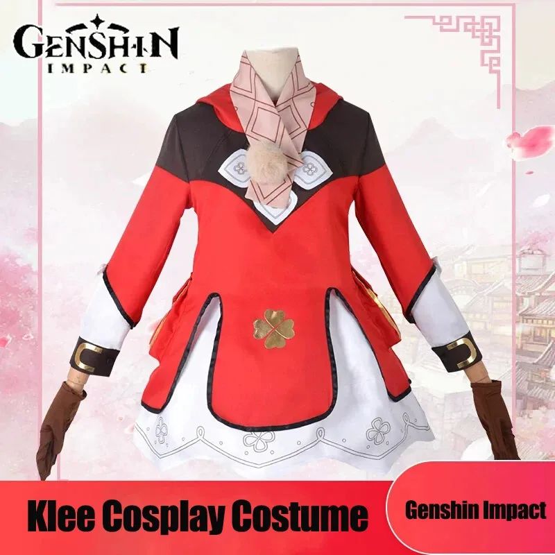 Фото KLEE косплей костюм Genshin Impact Game аниме рюкзак Dodoco парик комплект милое платье Loli Rolecos Хэллоуин вечерние маскарад Clotha №3