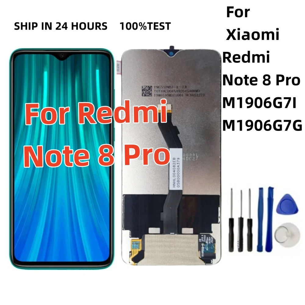 Pop 100% тестовый ЖК-дисплей для Xiaomi Redmi Note 8 Pro M1906G7I M1906G7G, ЖК-дисплей, дигитайзер сенсорного экрана в сборе, замена с Fra