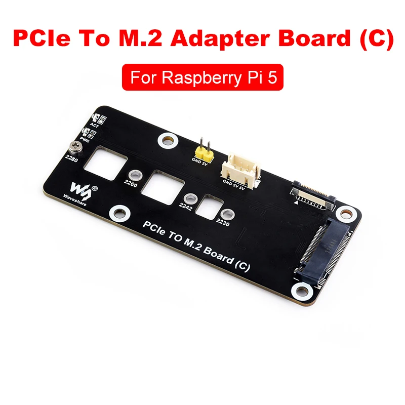 Плата PCIe-M.2 (C) Высокоскоростное чтение и запись для Raspberry Pi 5 2280/2260/2242/2230 SSD с протоколом NVMe M.2
