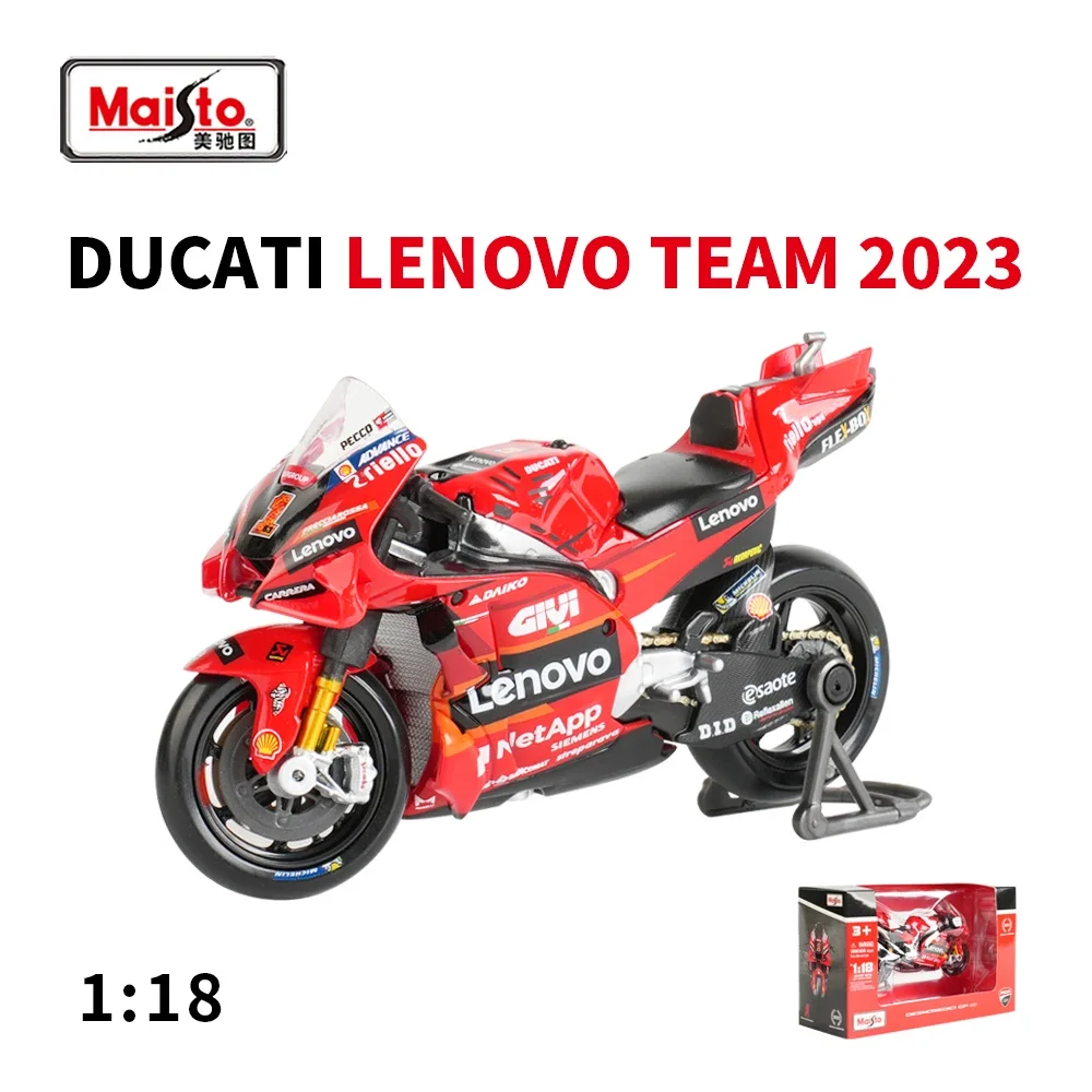 Фото Maisto 1:18 NEW 2023 Ducati Lenovo Team 1 Bagnaia Champion Moto GP Racing Литье под давлением из сплава Модель мотоцикла Коллекция Подарочная игрушка №2