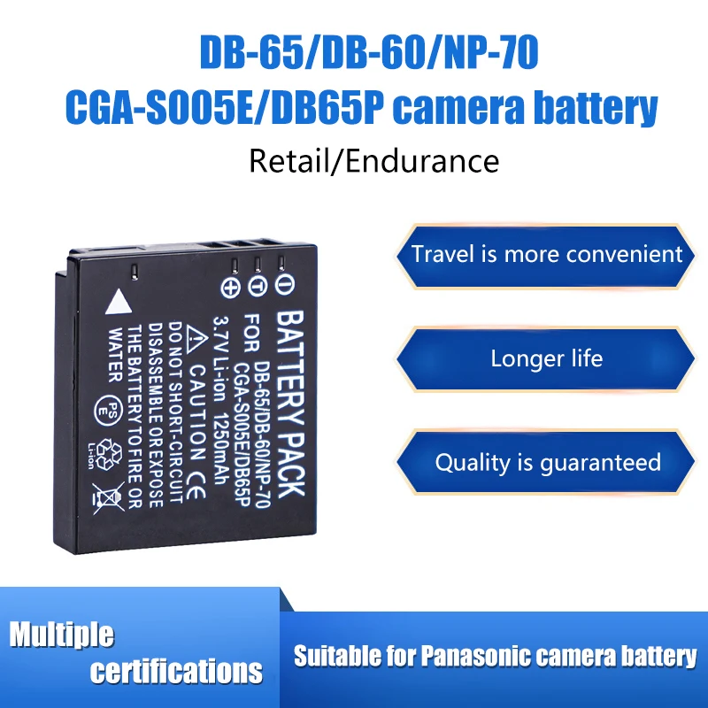 Для аккумулятора Panasonic NP-70 D-LI106 DB-60 DB-65 DMW-BCC12 CGA-S005E