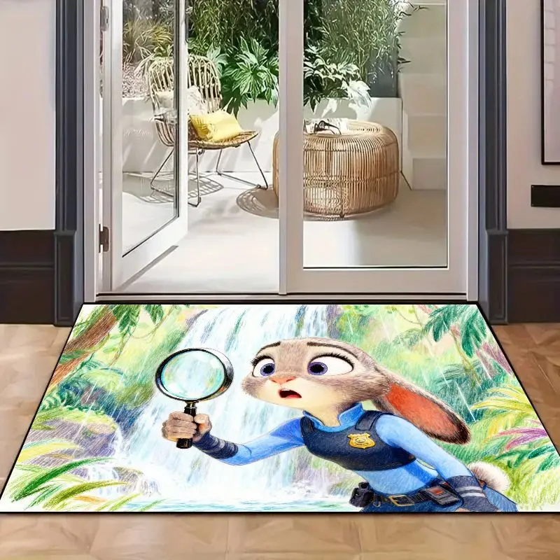 Фото 1 шт. Disney Zootopia Judy Hopps полицейский кролик детектив мультфильм напольный коврик, яркий дизайн водопада в джунглях с увеличительным стеклом, №3