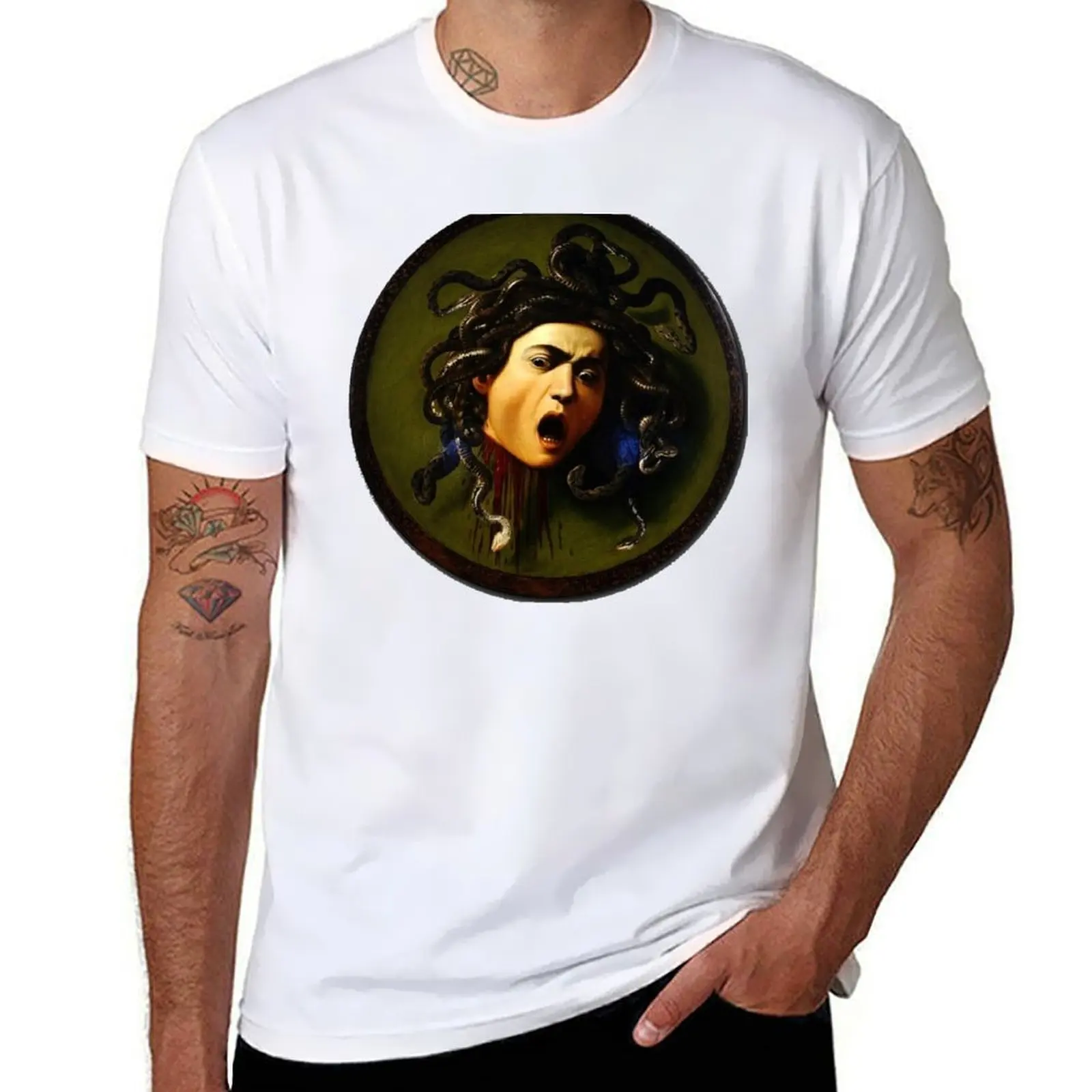 Футболка «Голова Медузы» от Caravaggio Medusa для взрослых, мужская футболка на Хэллоуин, летние футболки для мужчин, хлопковая футболка