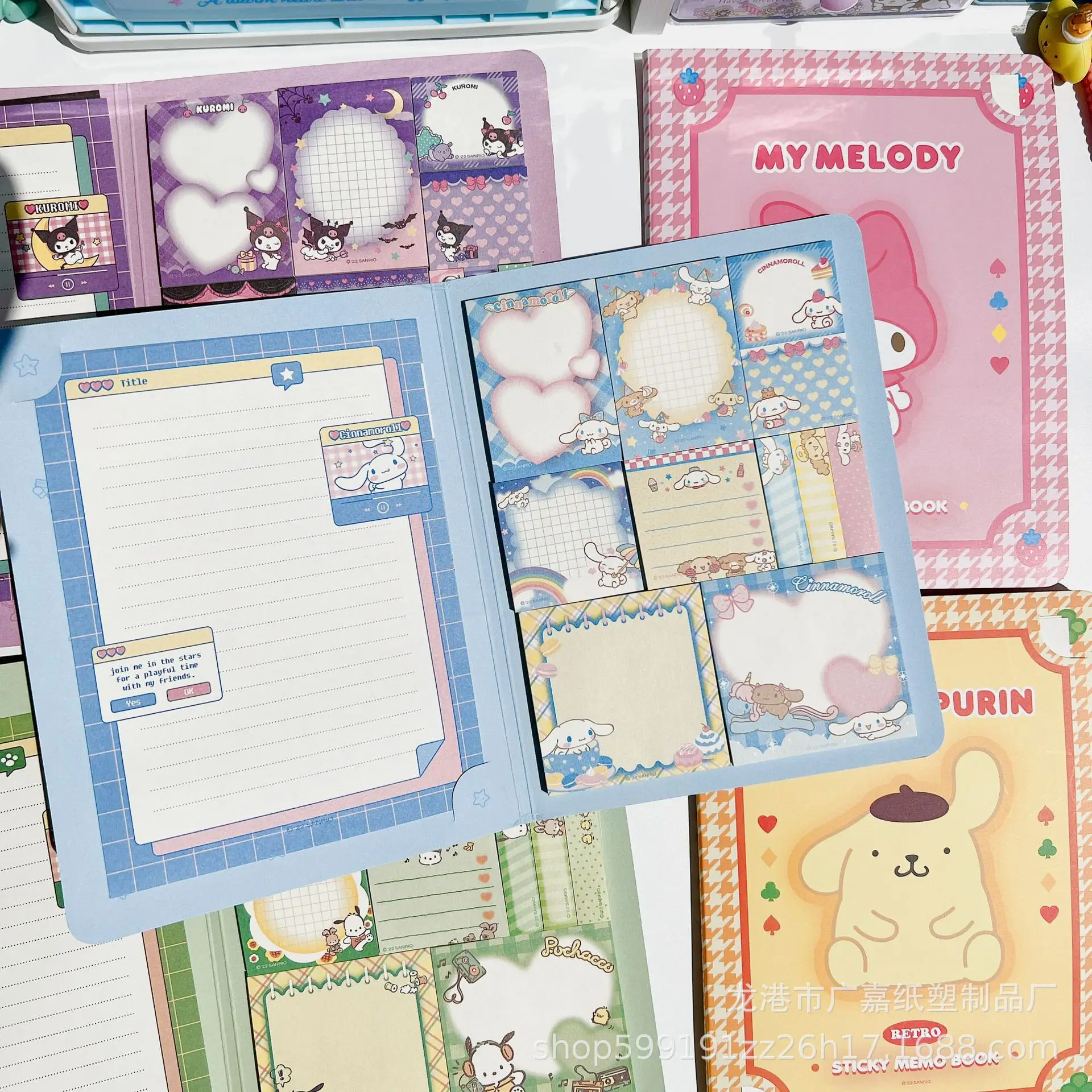 Блокноты и наклейки Sanrio — неклейкая отрывная бумага для заметок Kawaii для студентов, милые принадлежности для скрапбукинга для журналов для подростков