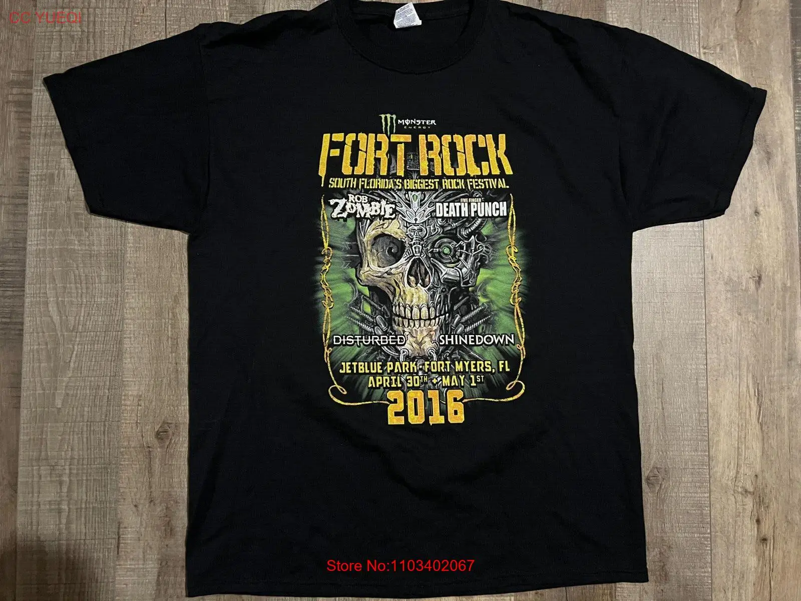 Рубашка Rob Zombie Disturbed Shinedown на 5 пальцах PunchFort Rock Festival 2016, размер SZ XL