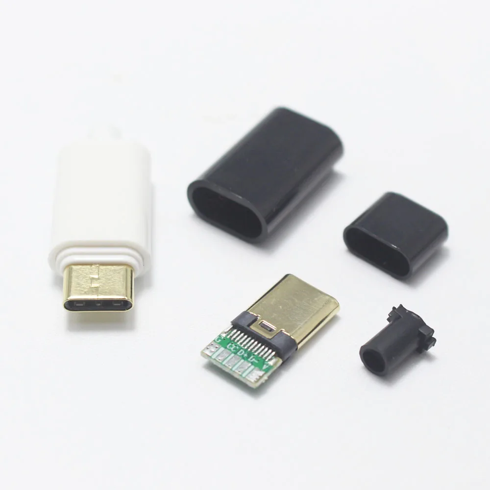 Фото NinthQua 2 комплекта OTG USB 3.1 Type-C 5-контактный позолоченный для DIY Двусторонняя вилка Линия зарядки данных для телефона для кабеля OD 3,0 мм2 4 в 1 №5