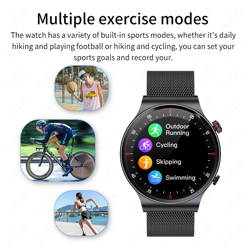Фото LIGE ECG + PPG Bluetooth Call Смарт-часы для мужчин 2025 Спортивный браслет NFC Водонепроницаемый индивидуальный циферблат Мужские умные часы для IOS Android №2