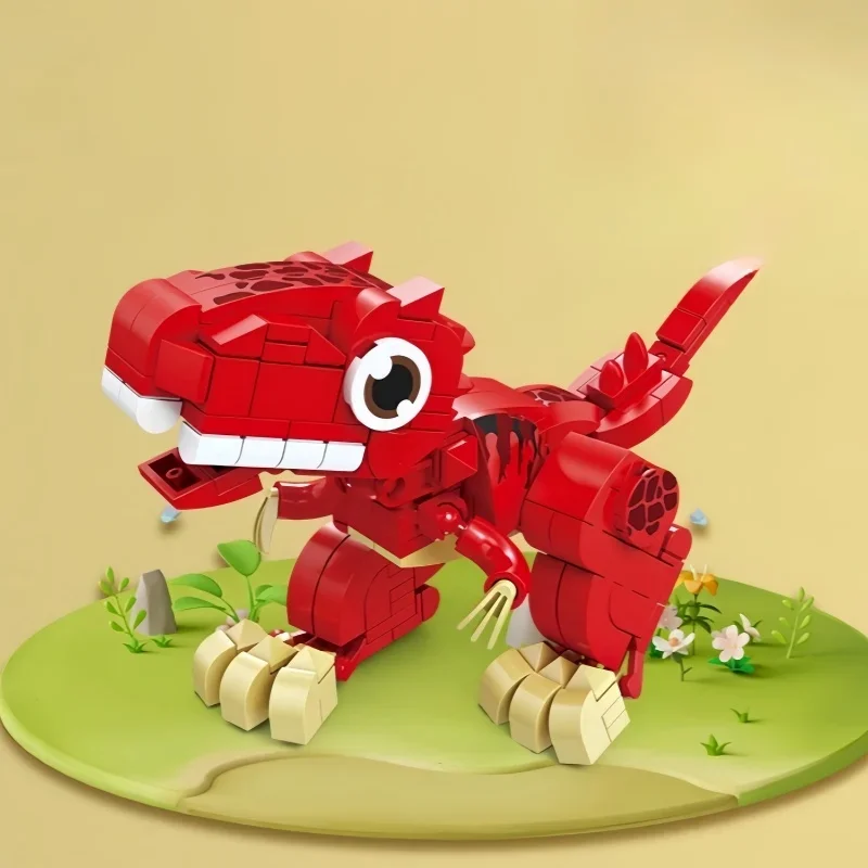 Фото KNEW BUILT Dino World Building Blocks Toys-6 доисторических существ, легкая игрушка STEM для мальчика, креативный подарок с T-Rex и велоцираптором №3