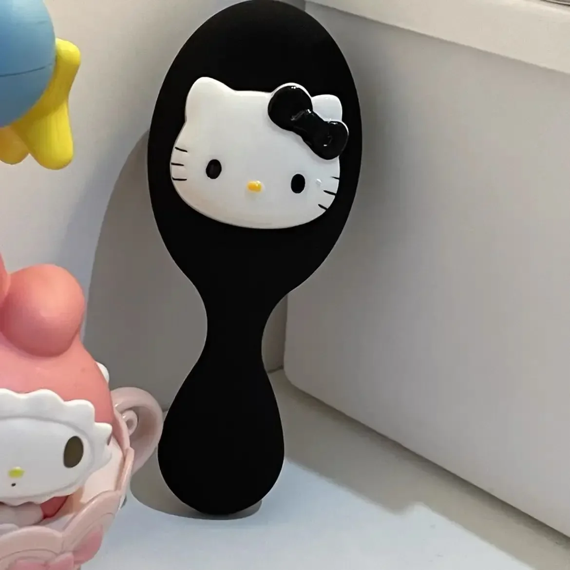 Женская Расческа с воздушной подушкой Kuromi Cinnamoroll Расческа с воздушной подушкой Kawaii Hello Kitty Y2k детали черного цвета
