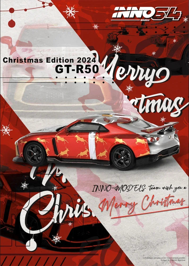 Литая под давлением модель автомобиля INNO 1:64 GTR GT R50 X'MAS 2024, специальное издание