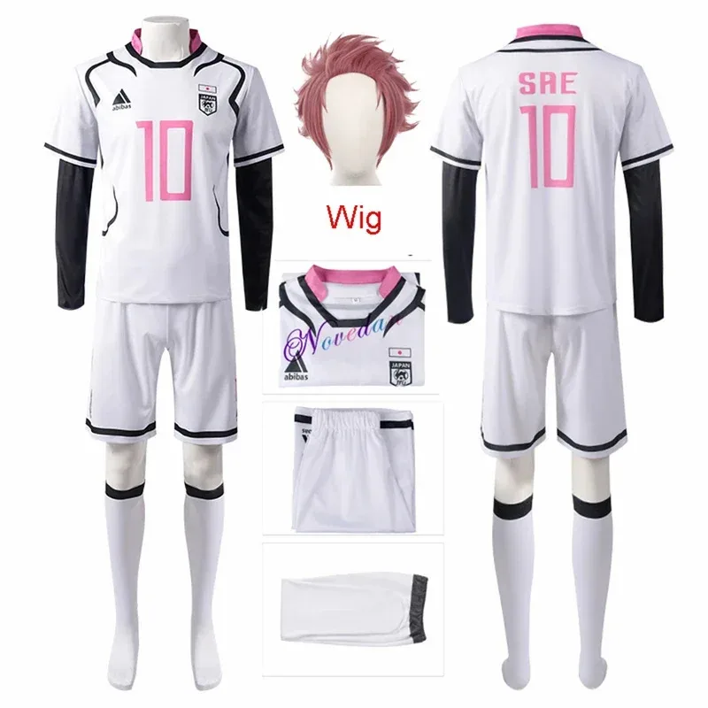 U20 Japan Blue Lock Аниме Косплей Костюм Парик Bachira SAE Shidou Iku Football Soccer White Jersey Футболка Шорты Team Unifo NM25