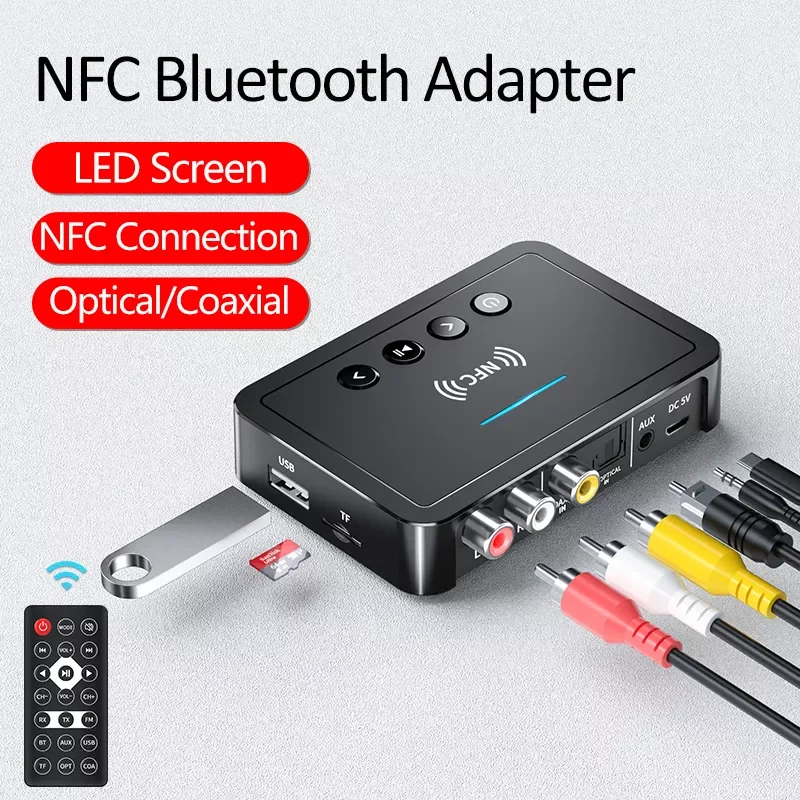 Приемник-передатчик 5,0 FM аудио стерео AUX разъем 3,5 мм RCA оптический беспроводной Bluetooth адаптер Пульт дистанционного управления для телевизор...