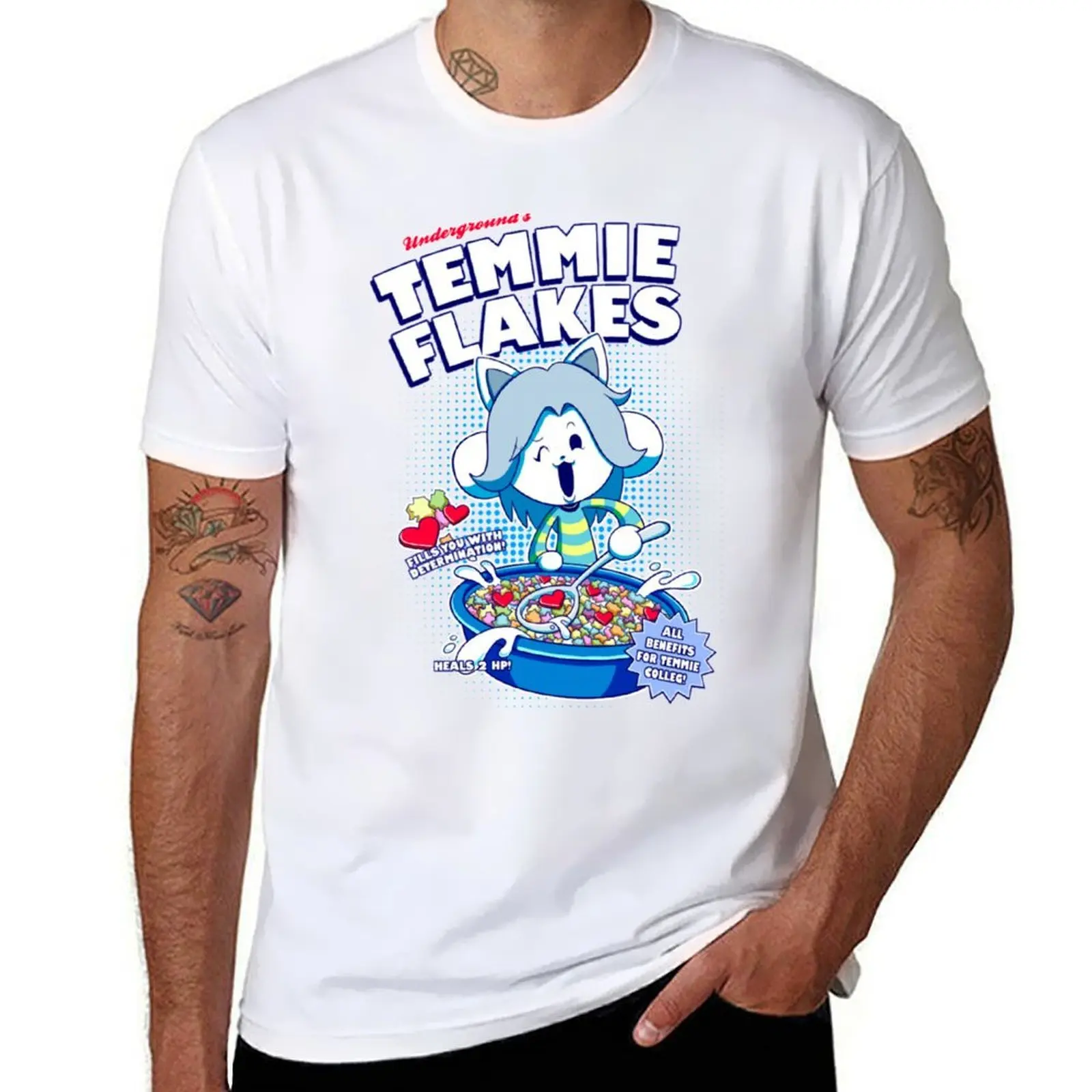 Футболка Temmie Flakes, футболки из 100% хлопка, мужская футболка, летняя футболка
