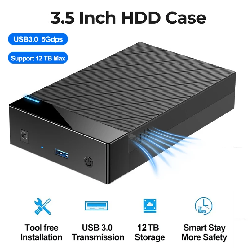 Корпус для жесткого диска 3,5/2,5 дюйма, USB 3.0 к SATA, внешний считыватель жесткого диска, поддержка жесткого диска 12 ТБ, высокоскоростной адаптер для ноутбука