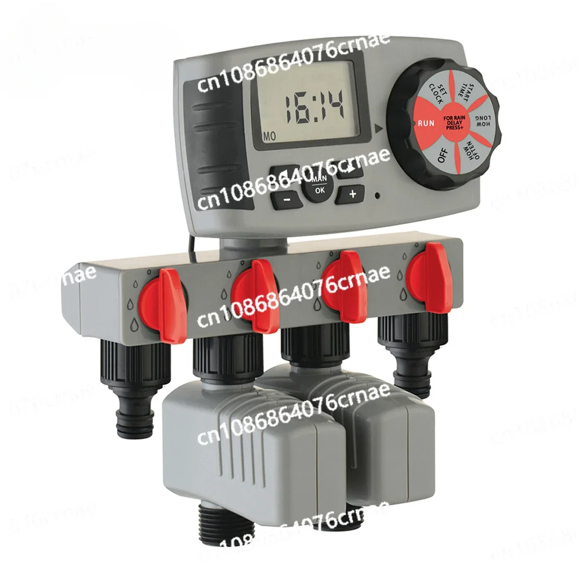 Automatic 4-Zone LCD Display Watering Timer Irrigation System Garden Water Timer Controller with 2 Solenoid Valves
