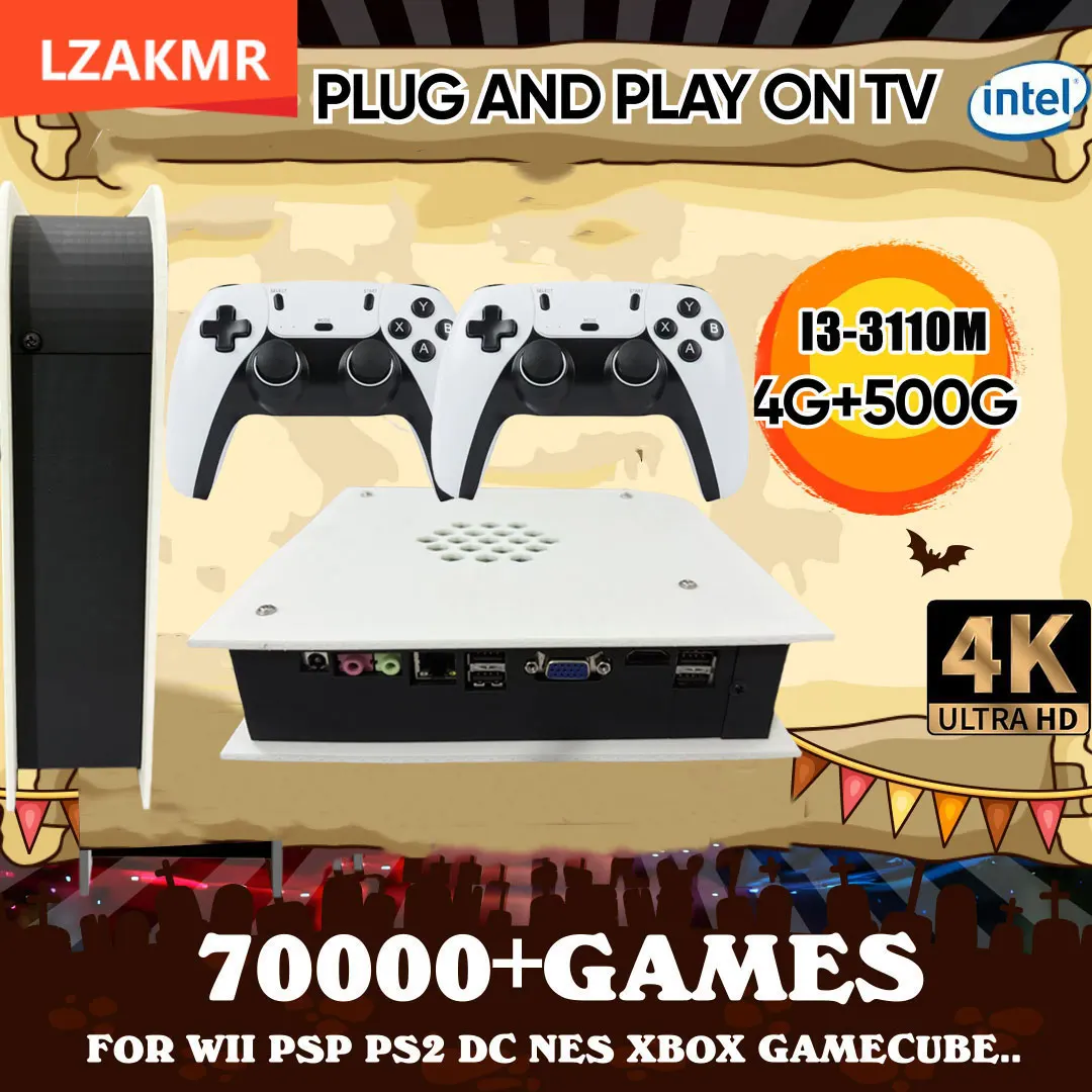 LZAKMR 60 + эмуляторы 500 ГБ ретро игровая консоль M15 Batocera 1037U 70000 + игры для Wii PS2 PSP GameCube N64 беспроводная ручка