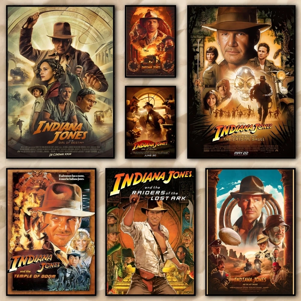 Classic Movies I-Indiana J-Jones Painting Calligraphy HD Canvas Painting Wall Art Decor for Home Office Living Room Bedroom Gift