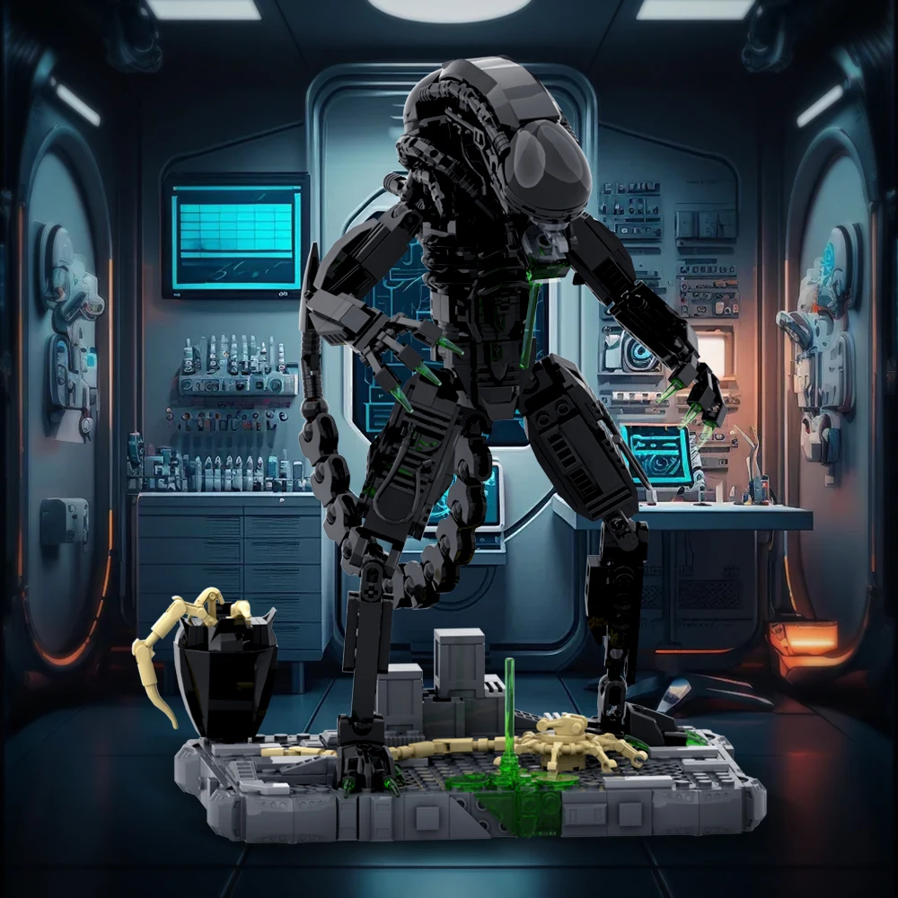 Фото Конструктор MOC из фильма Инопланетянин, монстр, модель инопланетянина, свисающий монстр, конструктор «сделай сам», сборные игрушки, детские креативные игрушки, подарки на день рождения №2