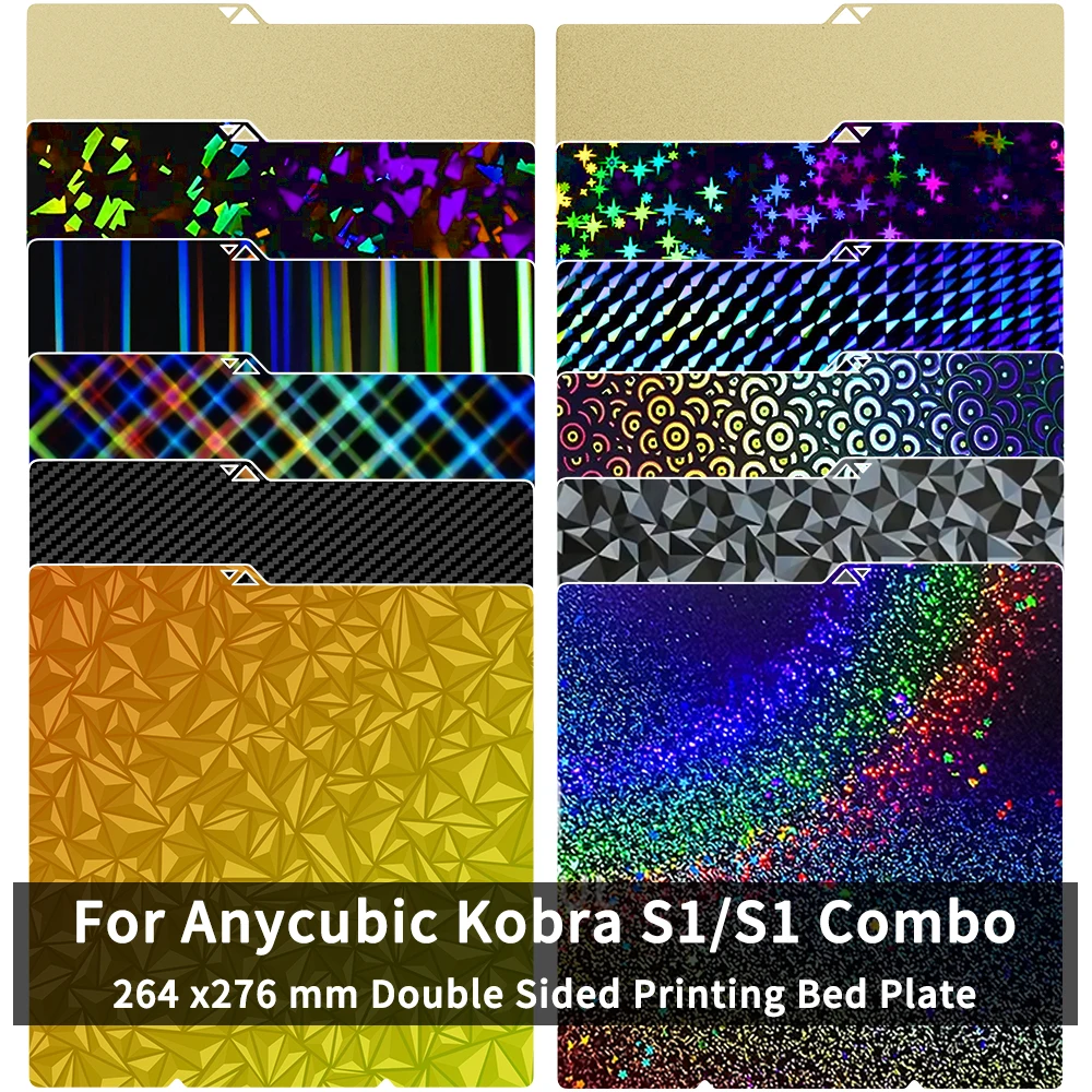 Для Anycubic Kobra S1 Пластина Pei Лист 264x276 мм Текстурированная Комбинированная сборная пластина Kobra S1 Двусторонняя кровать Peo Pet Pey Kobra S1C