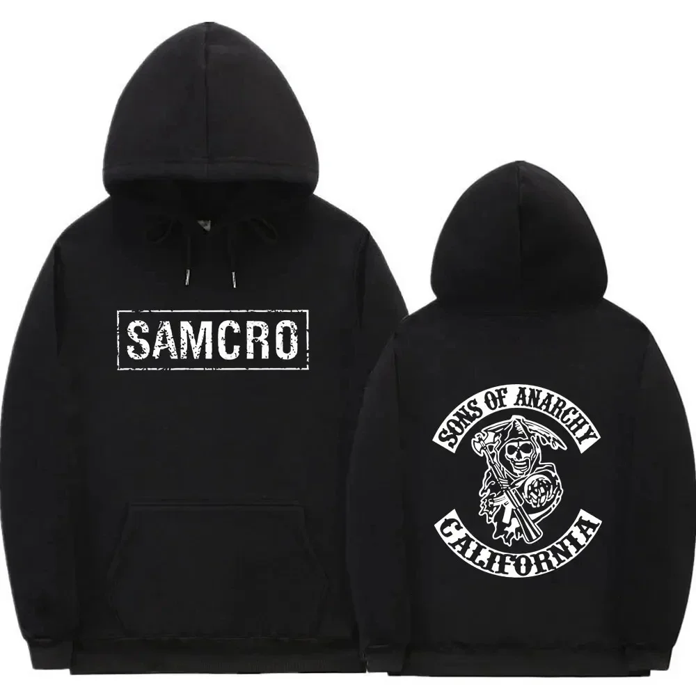 Толстовка с капюшоном с двусторонним принтом, топы Sons of Anarchy SAMCRO для мужчин и женщин, модный брендовый дизайн, пуловер, хлопковые флисовые толстовки
