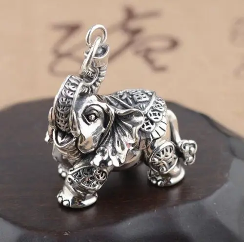 Koleksi Cina Tibet Perak Ukiran Hewan Gajah Indah Başil Liontin Patung (art.: 3920ca65b076d) - 3920ca65b076d