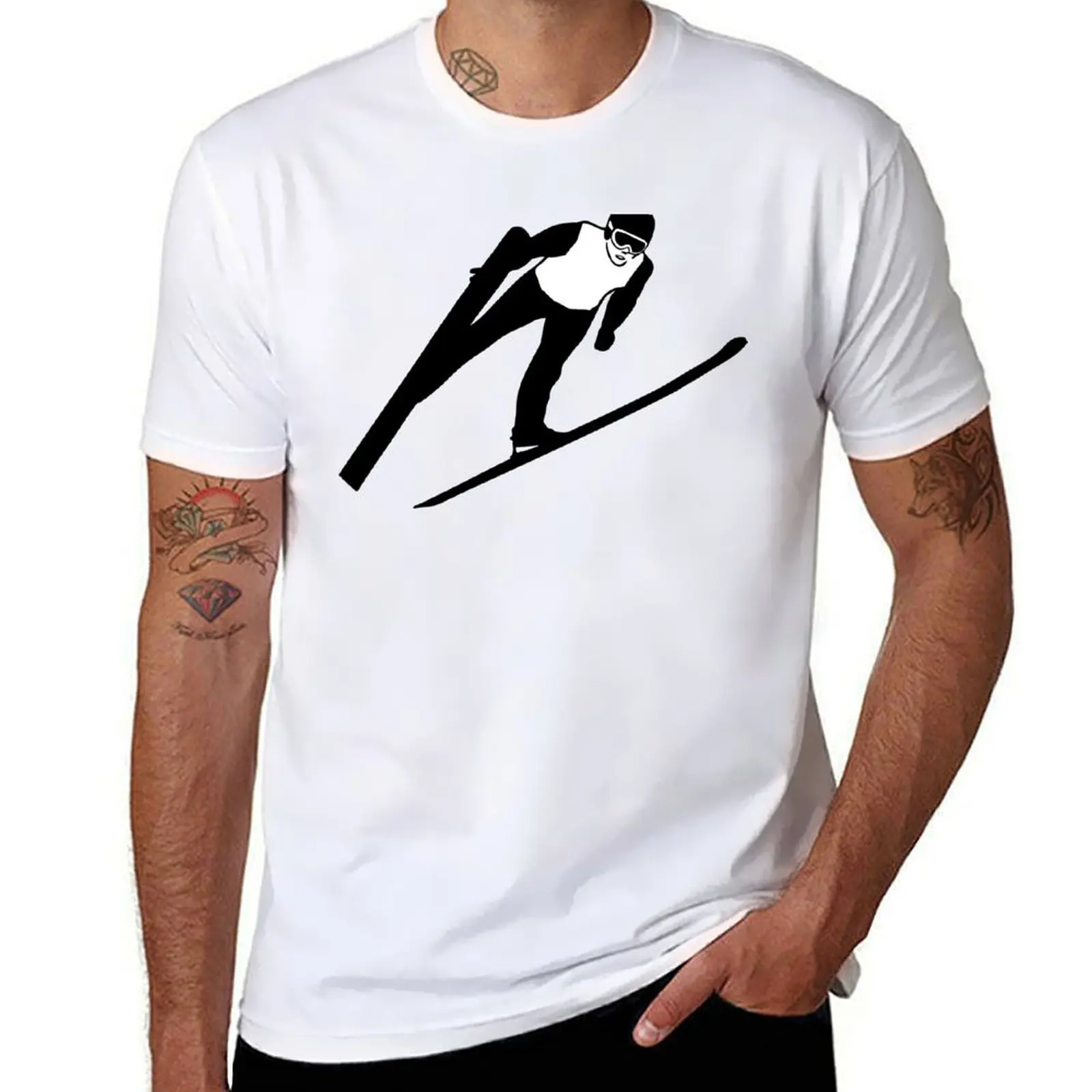 Ski Jumper - футболка Wintersport, забавные футболки, мужские футболки с рисунком для мужчин