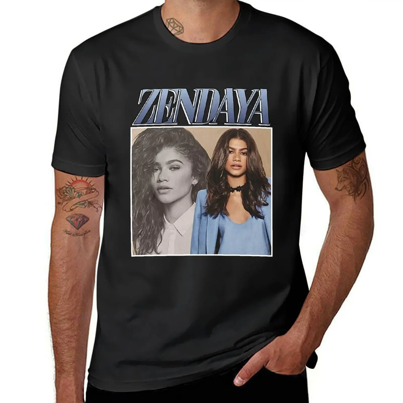 Футболка Zen daya 90's VTG Мужская, винтажная простая белая тенниска с черными заготовками